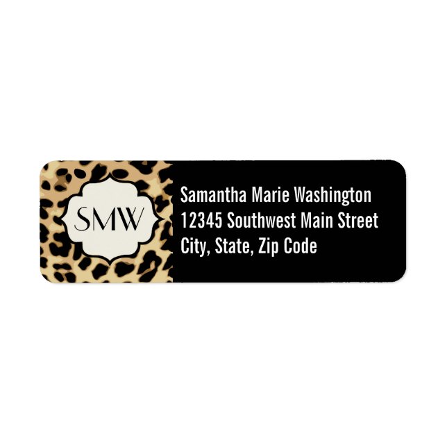 Sassy Leopard Print Monogrammed Label (Front)