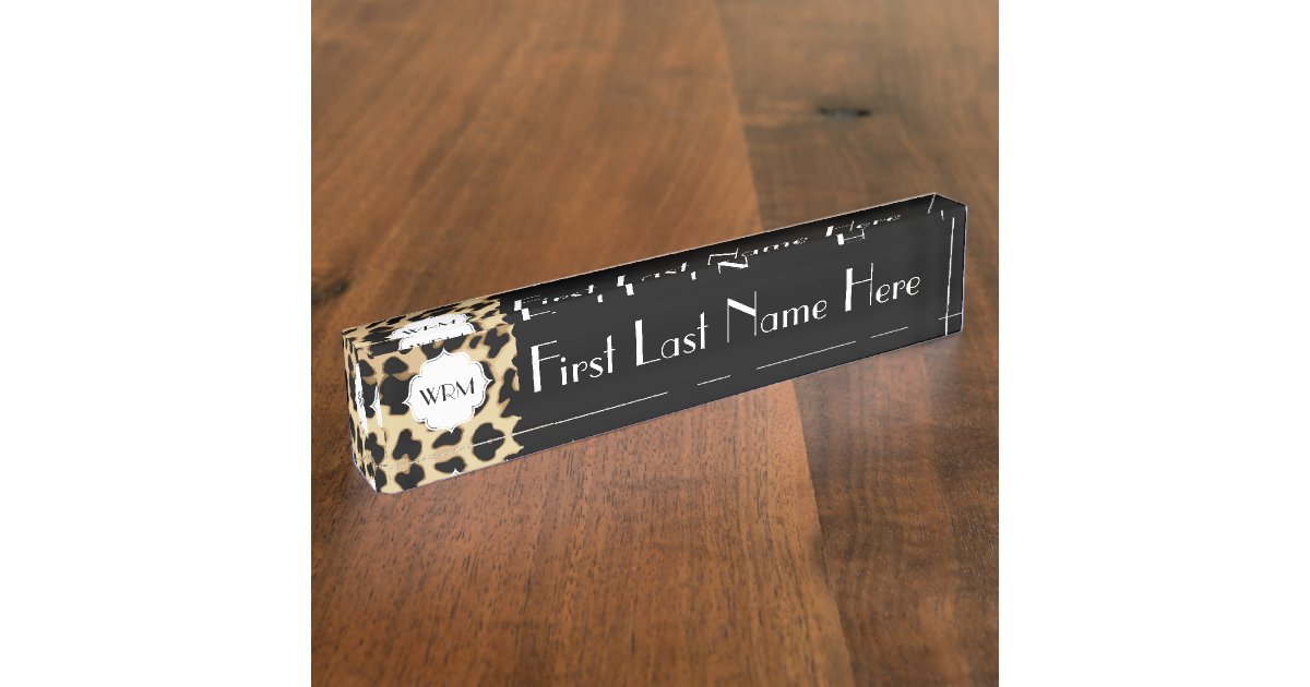 Sassy Leopard Print Monogrammed Nameplate | Zazzle