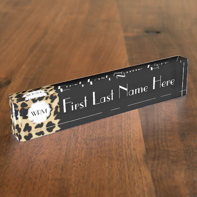 Sassy Leopard Print Monogrammed Nameplate | Zazzle