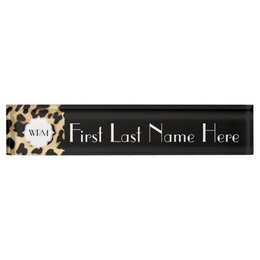 Sassy Leopard Print Monogrammed Nameplate | Zazzle