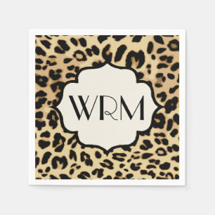 Sassy Leopard Print Monogrammed Paper Napkins