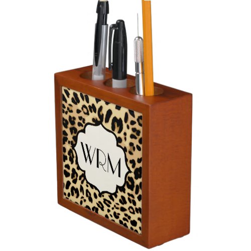 Sassy Leopard Print Monogrammed Pencil Holder