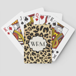 Sassy Leopard Print Monogrammed Poker Cards
