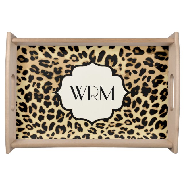 Sassy Leopard Print Monogrammed Serving Tray (Front)