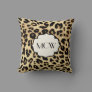 Sassy Leopard Print Monogrammed Throw Pillow