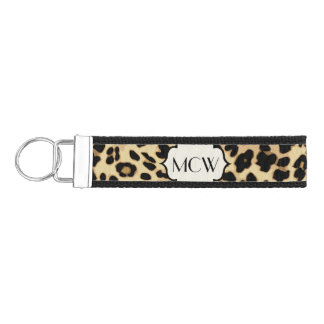 Sassy Leopard Print Monogrammed Wrist Keychain