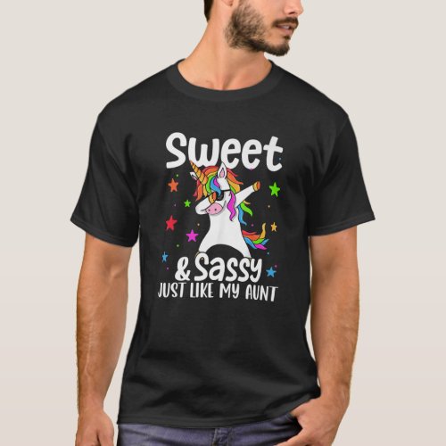 Sassy Like My Aunt Dabbing Unicorn Auntie And Niec T_Shirt