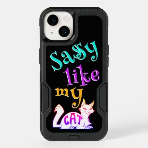 Sassy Like My Cute Neon Cat Black Catchy Text OtterBox iPhone 14 Case