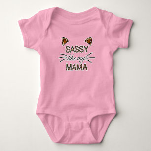 Sassy Like My Mama Leopard Print Whiskers and Ears Baby Bodysuit