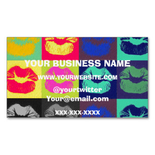 Sassy Lips Tri Colors Magnetic Business Card