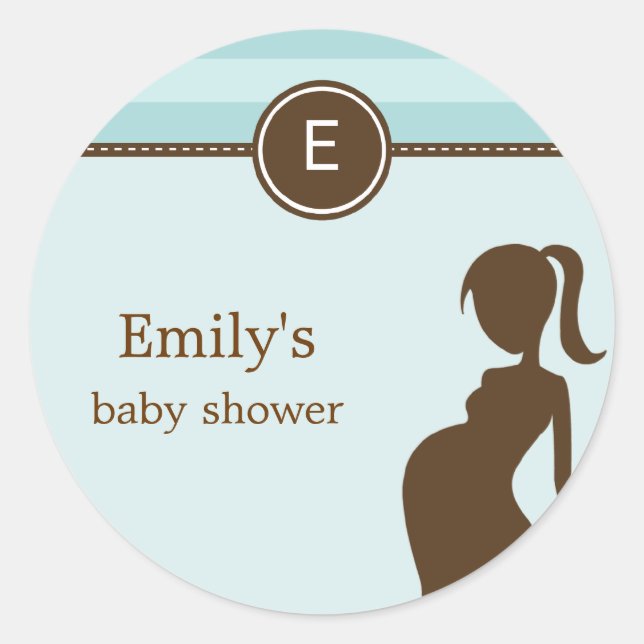 Sassy Mom Baby Shower Favor Sticker - Blue (Front)