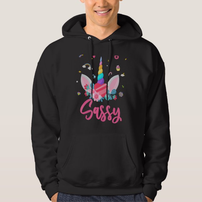 Sassy Of The Birthday Girl Unicorn Theme Magic Uni Hoodie (Front)