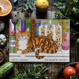 Sassy Orange Tabby Kitchen Counter Top Cat Funny Cutting Board