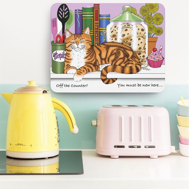 Sassy Orange Tabby Kitchen Counter Top Cat Funny Door Sign (Creator Uploaded)