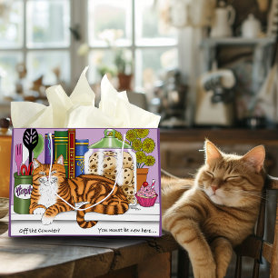Sassy Orange Tabby Kitchen Counter Top Cat Funny Large Gift Bag