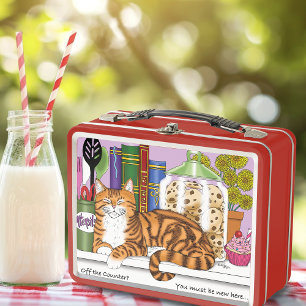 Sassy Orange Tabby Kitchen Counter Top Cat Funny Metal Lunch Box