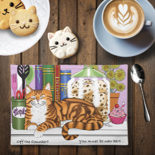 Sassy Orange Tabby Kitchen Counter Top Cat Funny Placemat