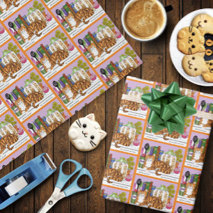 Sassy Orange Tabby Kitchen Counter Top Cat Funny Wrapping Paper