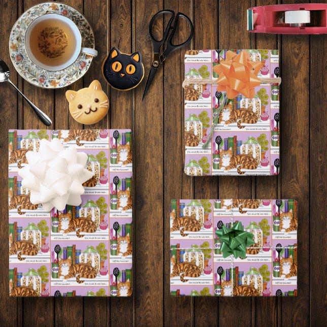 Sassy Orange Tabby Kitchen Counter Top Cat Funny  Wrapping Paper Sheets (Creator Uploaded)