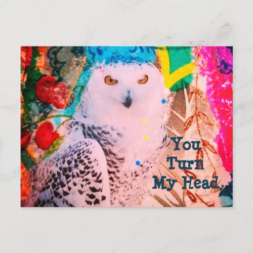 Sassy Owl Valentines Day Postcard Original Art