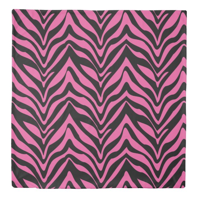 Sassy Pink and Black Zebra Stripes Duvet Cover (Front)