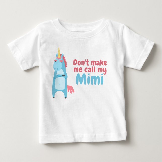 Sassy Pink and Blue Unicorn Is Warning You Baby T-Shirt (Front)