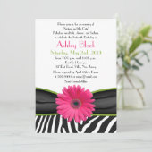 Sassy Pink Daisy Zebra Print Sweet 16 Invitation (Standing Front)