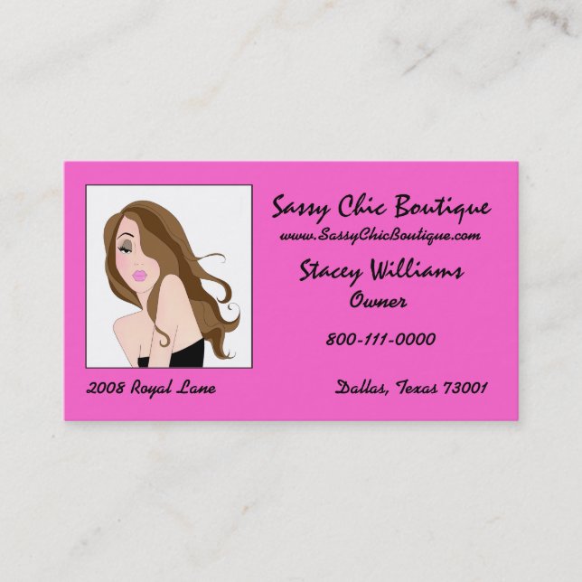 Sassy Pink Diva Business Cards (Front)