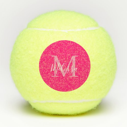 Sassy Pink Elegant Modern Monogram Tennis Balls