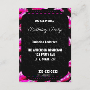 Sassy Pink Lips Birthday Invitation
