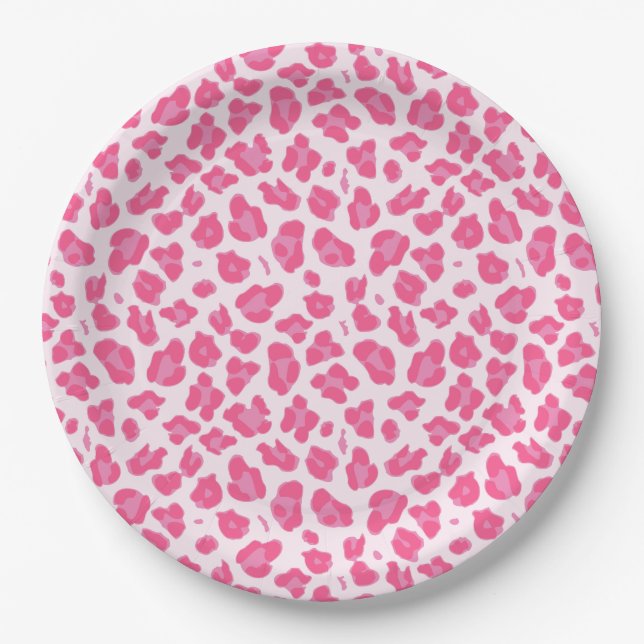 Sassy Pink on Pink Leopard Print Paper Plates (Front)
