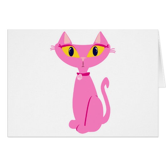 Sassy Pink Retro Cat Cards (Front Horizontal)