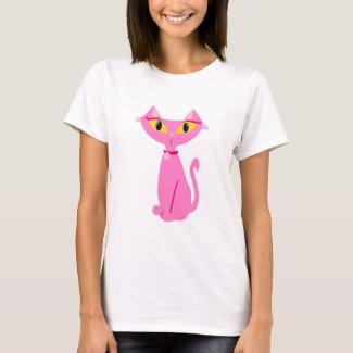 Sassy Pink Retro Cat T-Shirt