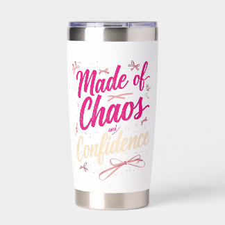 Sassy Pink Typography Chaos And Confidence Insulated Tumbler