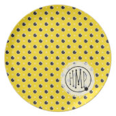 Sassy Polka Dot Monogram Plate - Yellow (Front)