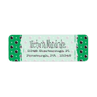 Sassy Polka Dots Return Address Label - Green