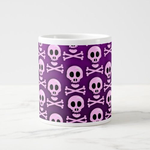 Sassy Purple Skull Crossbones Art Pattern Fun Large Coffee Mug