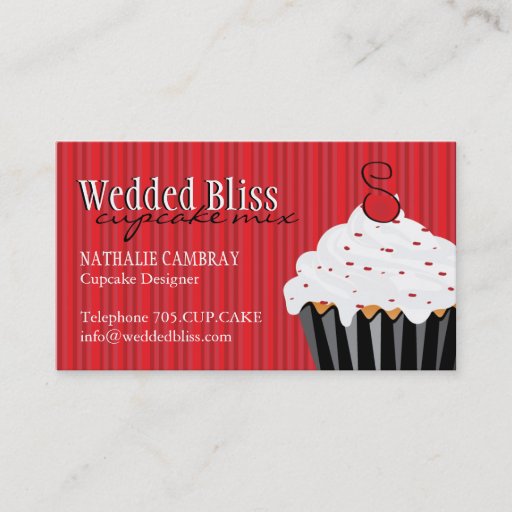 Customizable Sassy Red and Black Cupcake Business Card