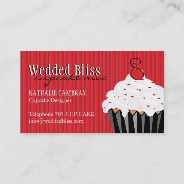 Sassy Red and Black Cupcake Business Card (Front)