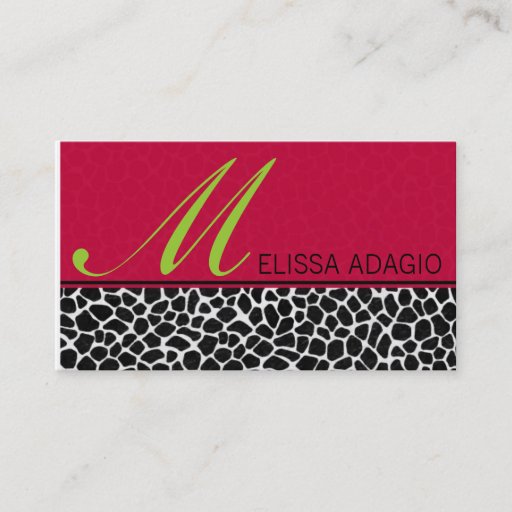 Customizable Sassy Red and Giraffe Print Business Cards