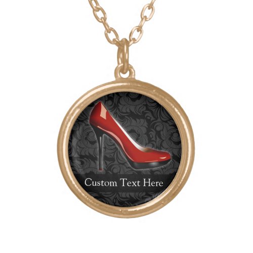 Sassy Red Shoe Gold Plated Necklace