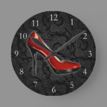 Sassy Red Shoe Round Clock
