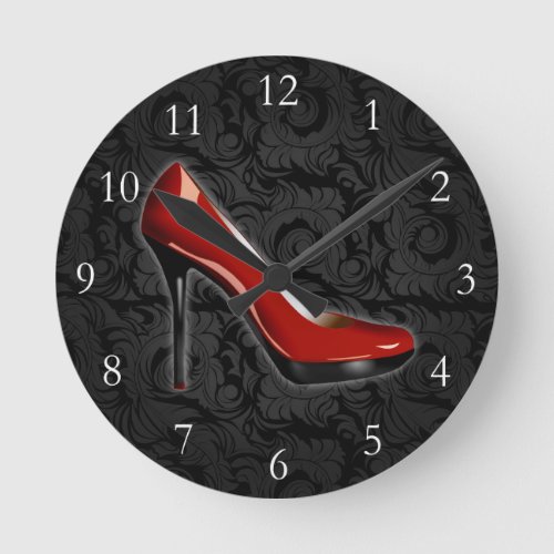 Sassy Red Shoe Round Clock