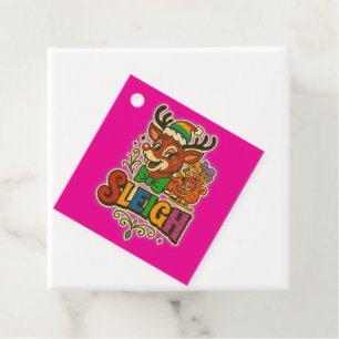 Sassy Reindeer Sleigh Christmas Favor Tags