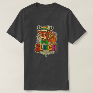 Sassy Reindeer Sleigh Christmas T-Shirt