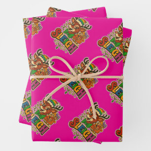 Sassy Reindeer Sleigh Christmas Wrapping Paper Sheets