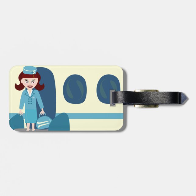 Sassy Retro Stewardess Travel Tag (Back Horizontal)
