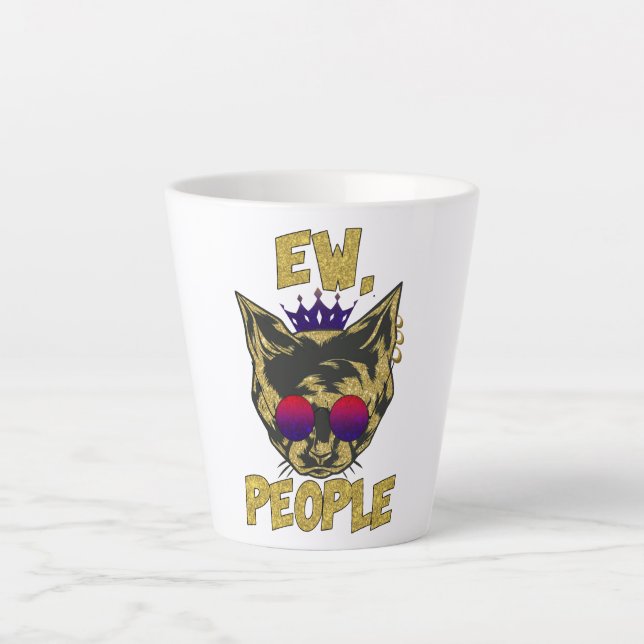 Sassy Royal Cat – "Ew. People" Funny Cat Lover Latte Mug (Front)