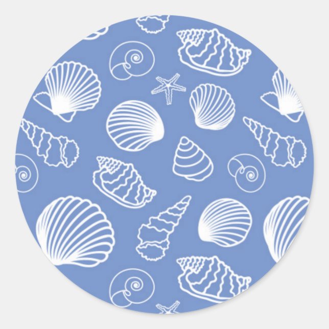 Sassy Seashell Pattern Classic Round Sticker (Front)