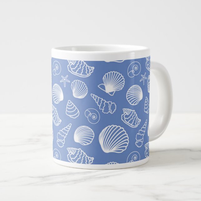 Sassy Seashell Pattern Giant Coffee Mug (Front Right)